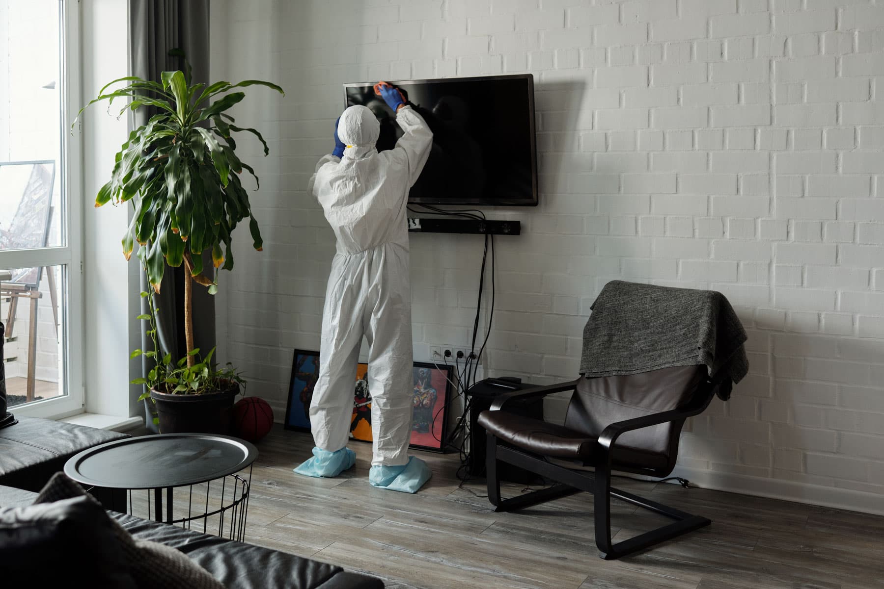 IICRC certified mold remediation technician at work